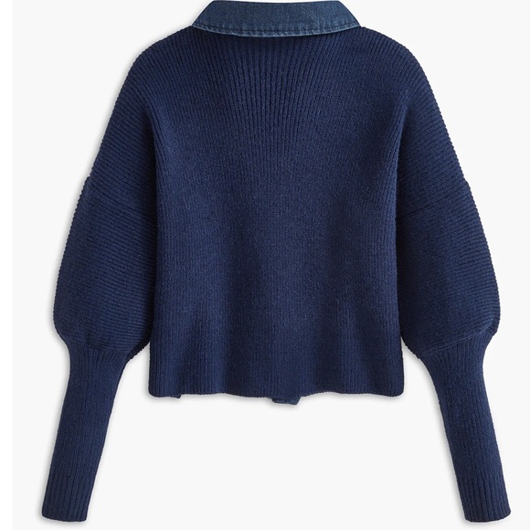 Commense Panel Breasted Stretch Lapel Knit Top, L - Picture 3 of 9